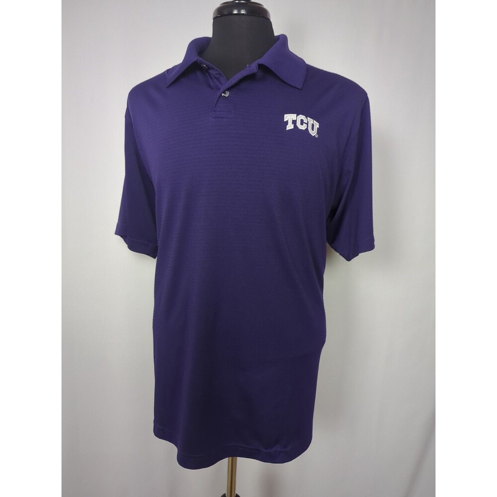 TCU Horned Frogs Champion Polo Shirt 2XL Adult Purple Short Sleeve Mens Golf